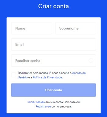 CoinBase cadastro