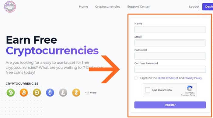 FaucetCrypto cadastro