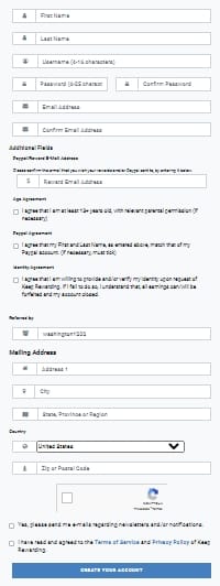 Keep Rewarding cadastro