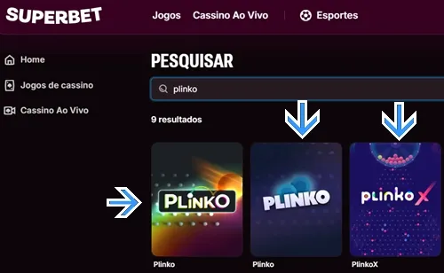 Localize o jogo na página de jogos cassino