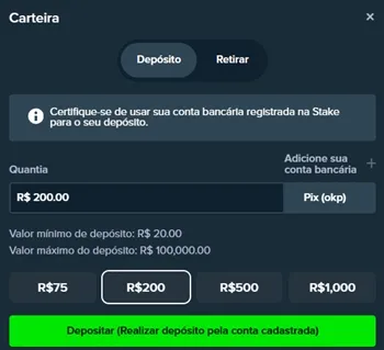 Stake como depositar