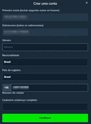 Segunda etapa do Formulário de cadastro