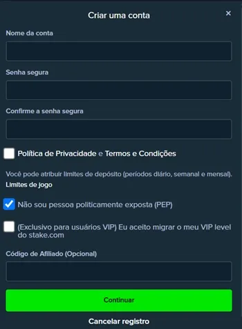Terceira etapa do Formulário de cadastro