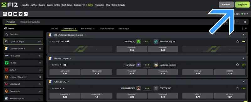Escolha uma casa de apostas com foco em eSports