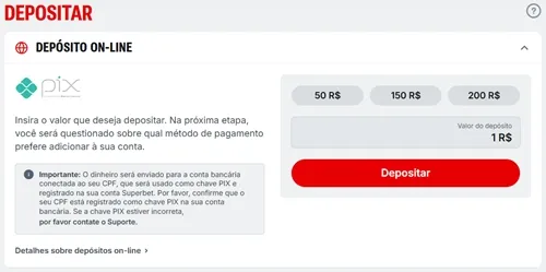 Faça um deposito via Pix