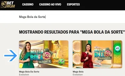 Localize o jogo no dentro do cassino ao vivo