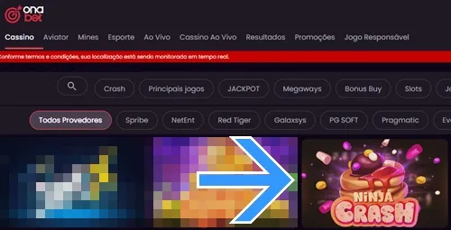 Localize o jogo dentro do cassino