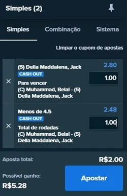 Defina o Valor, Confirme e Acompanhe a Luta