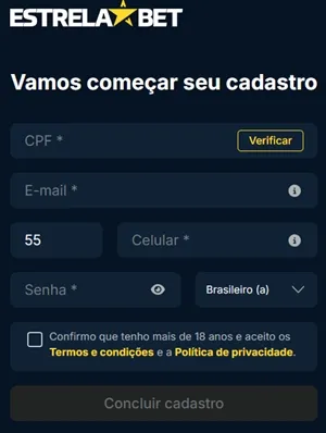 Preencha o formulário com seus dados pessoais para concluir o cadastro