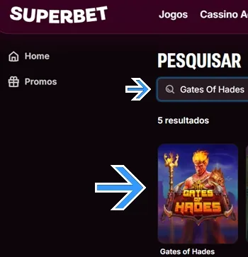 Localize o jogo dentro do cassino