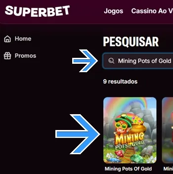 Localize o jogo dentro do cassino