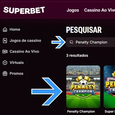 Localize o jogo dentro do cassino