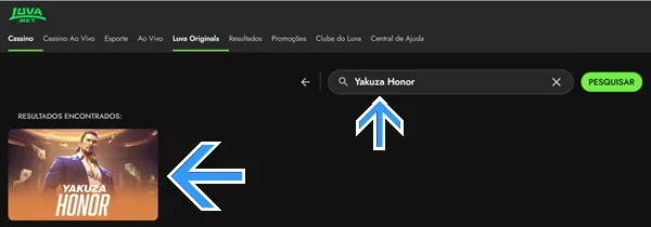 Localize o jogo dentro do cassino