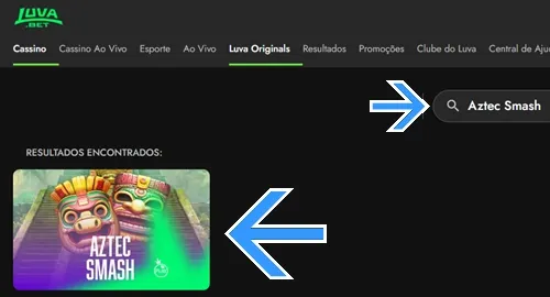 Localize o jogo dentro do cassino