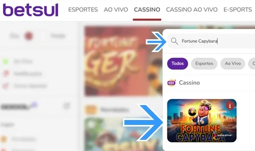 Localize o jogo dentro do cassino