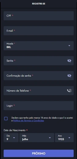Preencha o formulário de cadastro
