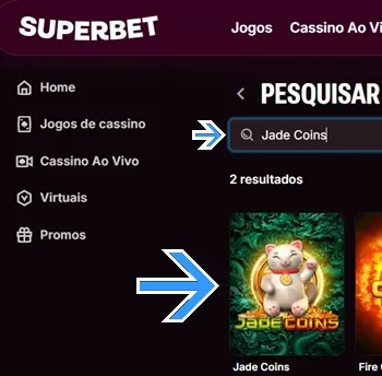 Localize o jogo dentro do cassino