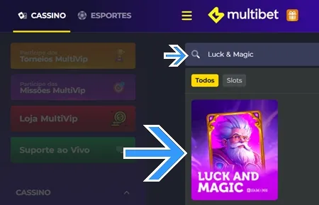 Localize o jogo dentro do cassino