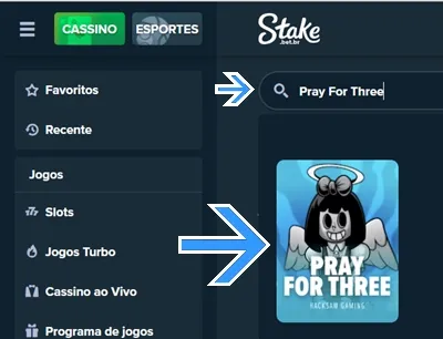 Localize o jogo dentro do cassino