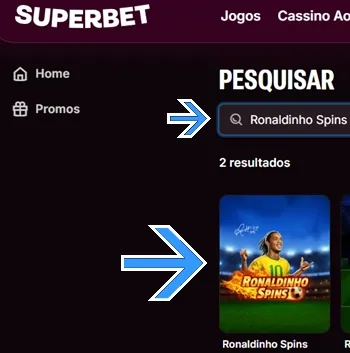 Localize o jogo dentro do cassino