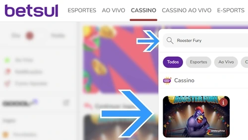 Localize o jogo dentro do cassino