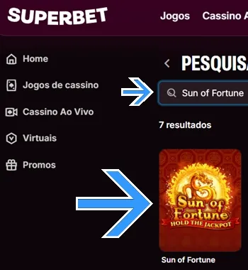 Localize o jogo dentro do cassino