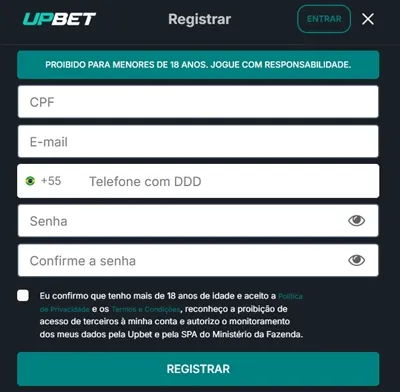 Preencha o formulário de cadastro para criar sua conta