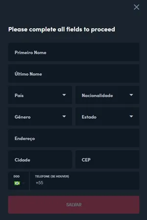 Complete seu perfil para poder utilizar a conta