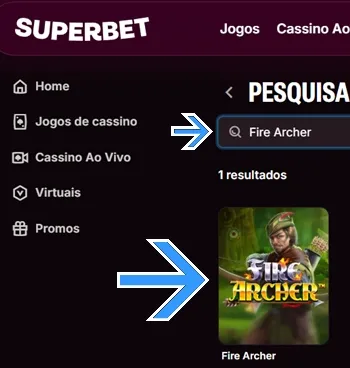 Localize o jogo dentro do cassino
