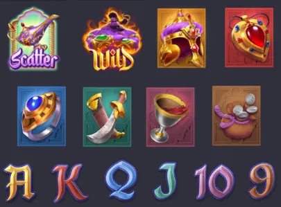 Genie's 3 Wishes simbolos e pagamentos